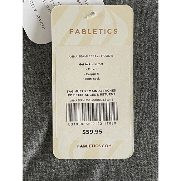 NWT‎ ~ Fabletics~ Anna Seamless Longsleeve Hoodie ~ Gray ~ Sz Small $59.95 - Picture 6 of 9